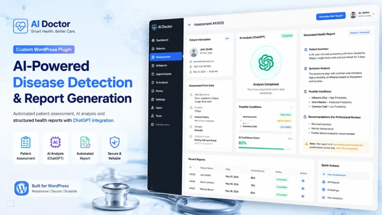Custom WordPress Plugin: Automated Disease Detection and Report Generation