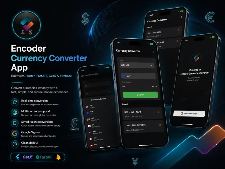 💱 Currency Converter App Built with Flutter | Fast API, GetX & Firebase