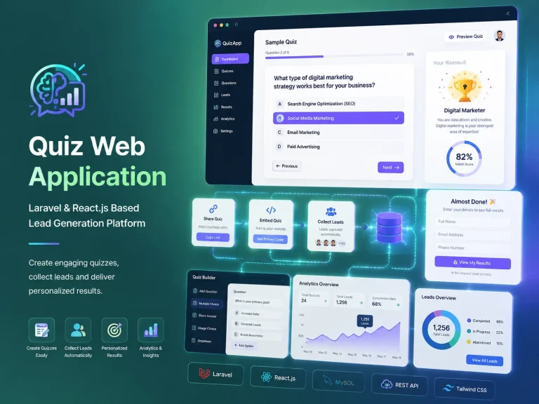 🧠 Custom Quiz Web Application for Lead Generation | Laravel & React.js