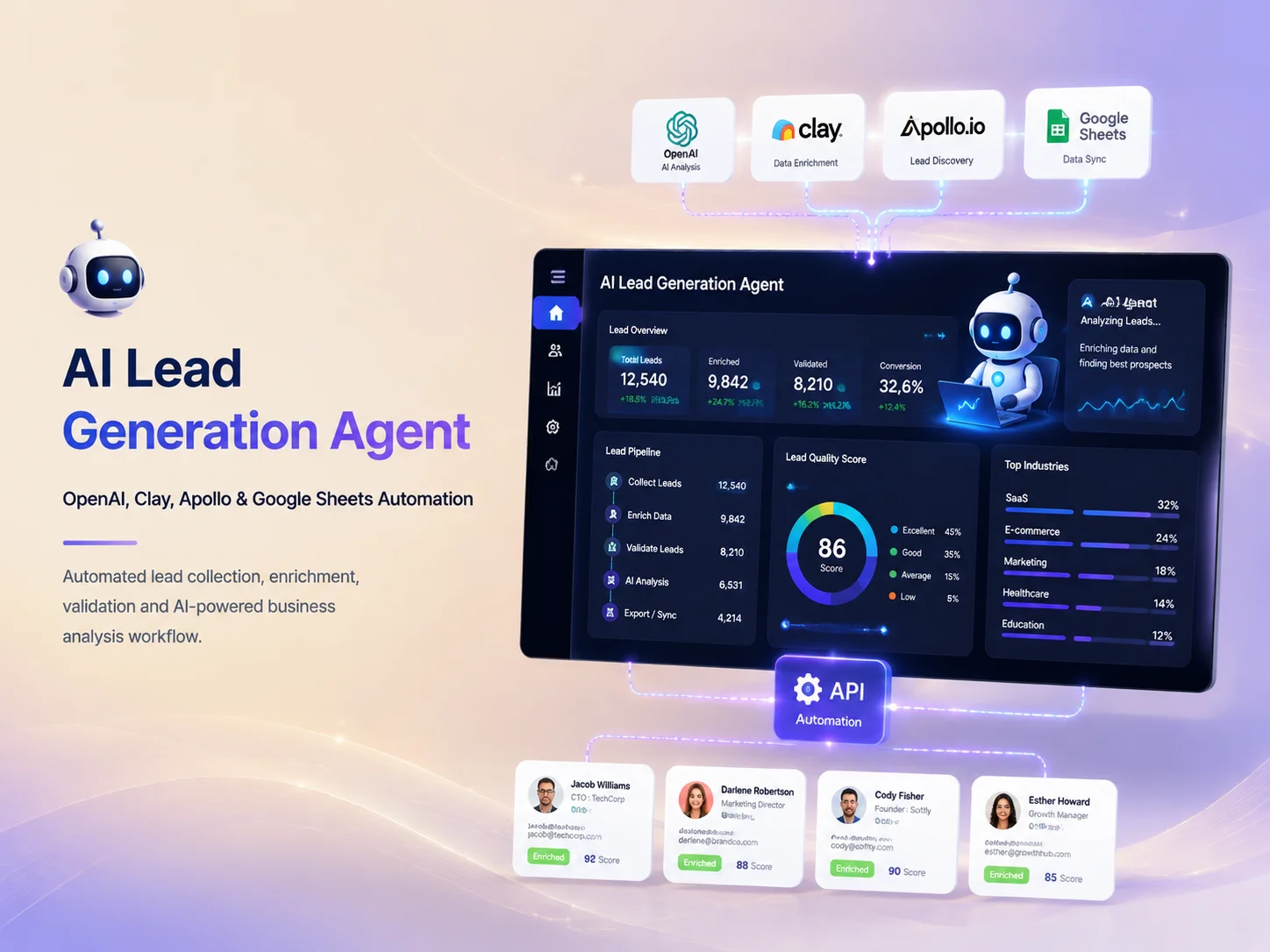 🤖 AI Lead Generation Agent | OpenAI, Clay, Apollo & Google Sheets Automation