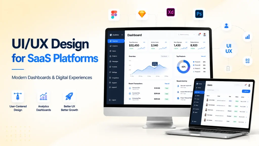 UI and UX design for SaaS platforms and dashboards