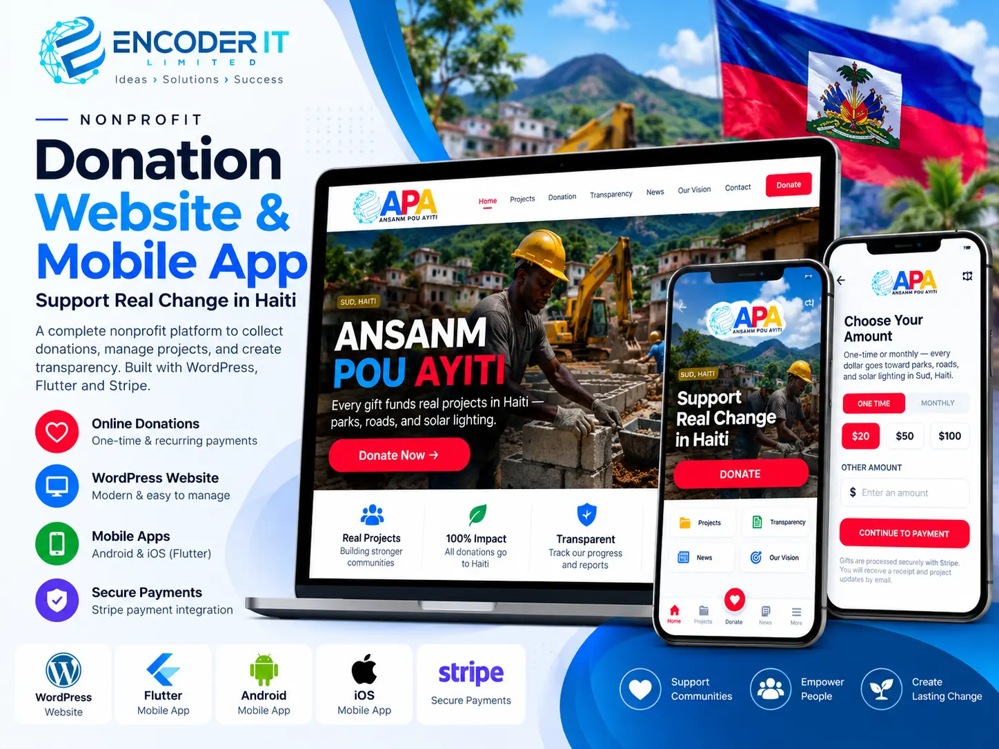 Nonprofit Donation Website & Mobile App | WordPress, Flutter & Stripe
